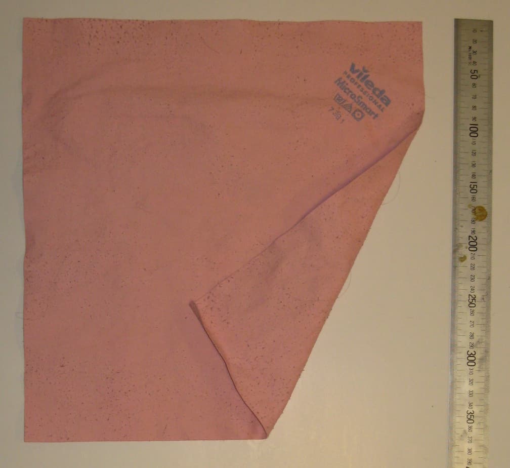 Folded blue microfibre cleaning cloth